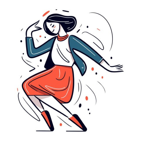 Vector illustration of a girl dancing in a flat style on a white