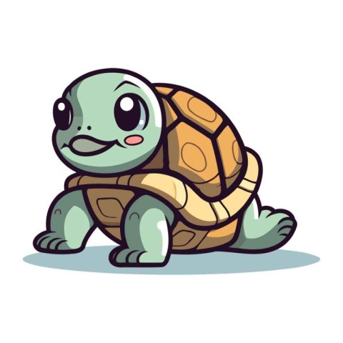 Cute cartoon turtle. Vector illustration isolated on a white bac