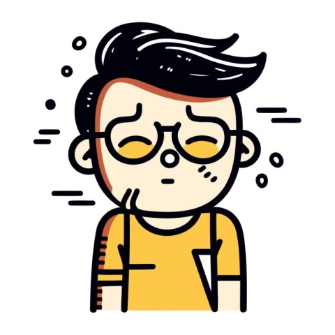 Illustration of a man feeling sick and tired. Vector illustratio