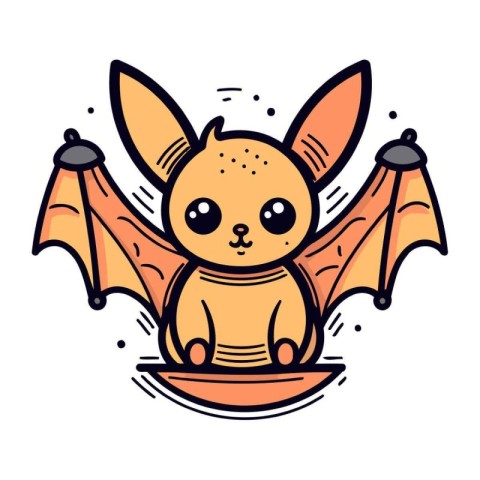 Cute cartoon bat. Vector illustration isolated on a white backgr