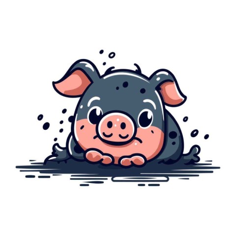 Cute cartoon pig. Vector illustration isolated on a white backgr