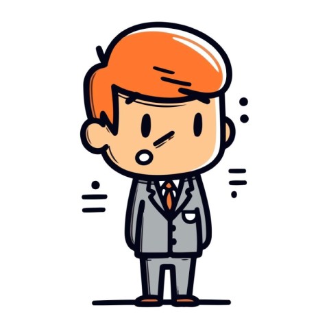 Boy in suit with surprised expression. Vector illustration of a