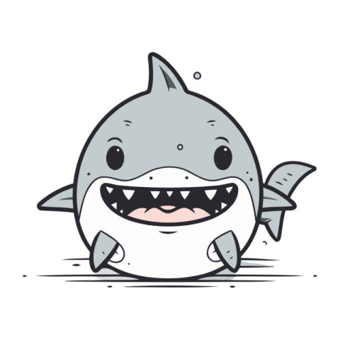 Cute cartoon shark. Vector illustration isolated on a white back