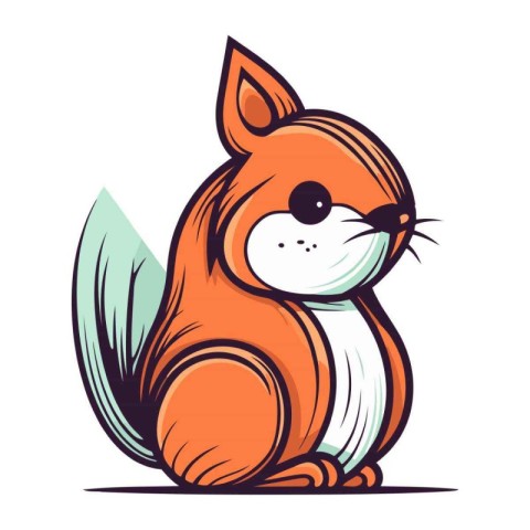 Cute squirrel cartoon character. Vector illustration. Isolated o