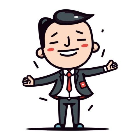 Cartoon happy businessman with open arms. Vector clip art illust