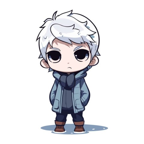 Cute boy in winter clothes. Vector illustration on white backgro