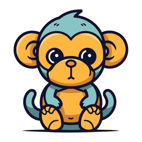 Cute cartoon monkey. Vector illustration. Isolated on white back