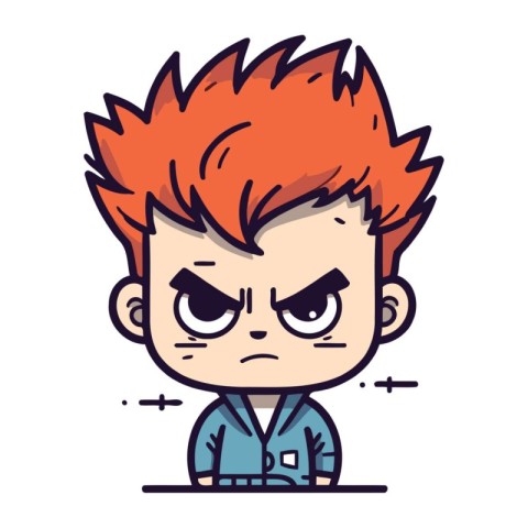 Angry boy cartoon. Vector illustration of angry boy cartoon char