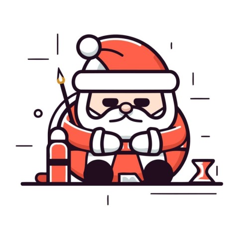 Cute cartoon santa claus character. Vector illustration in flat