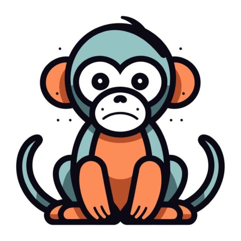 Monkey vector illustration. Cute cartoon monkey isolated on whit