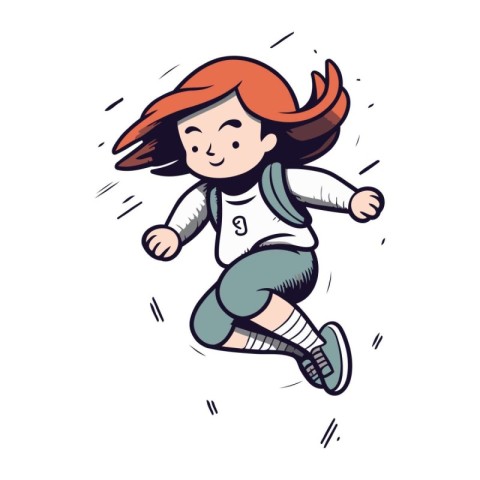 Running girl. Vector illustration of a girl in sportswear.