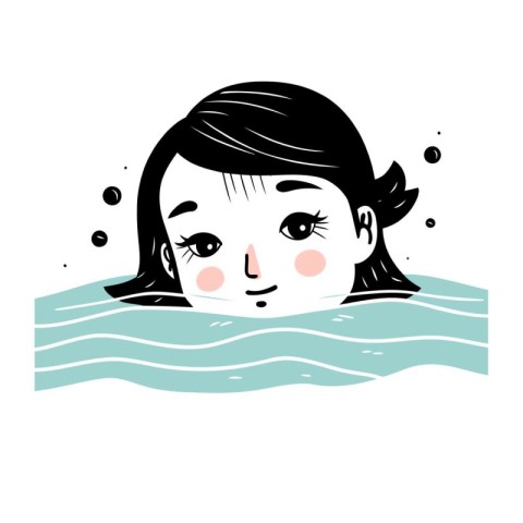 Girl in the water. Vector illustration on a white background. Ca