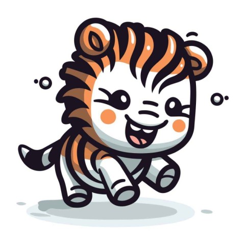 Cute cartoon tiger. Vector illustration isolated on a white back