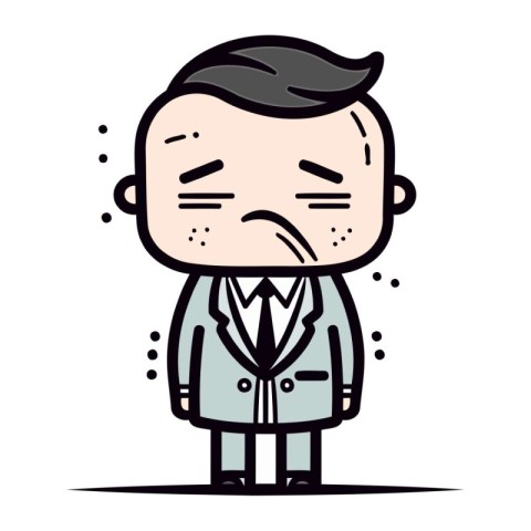 Sad Cartoon Businessman Face   Retro Vector Illustration