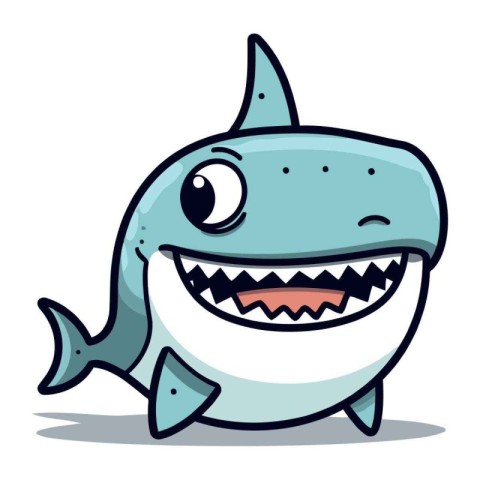 Shark cartoon character vector illustration. Cute cartoon shark