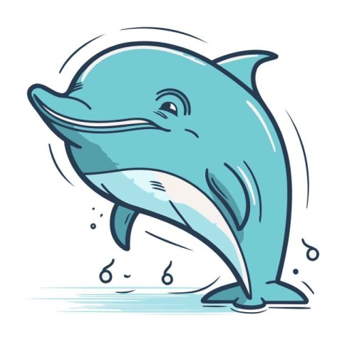 Dolphin jumping out of water. Vector illustration of a dolphin j