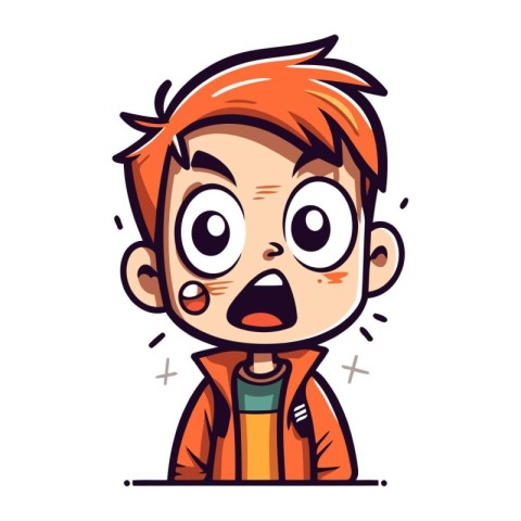 Angry boy with red hair. Vector illustration in cartoon style.