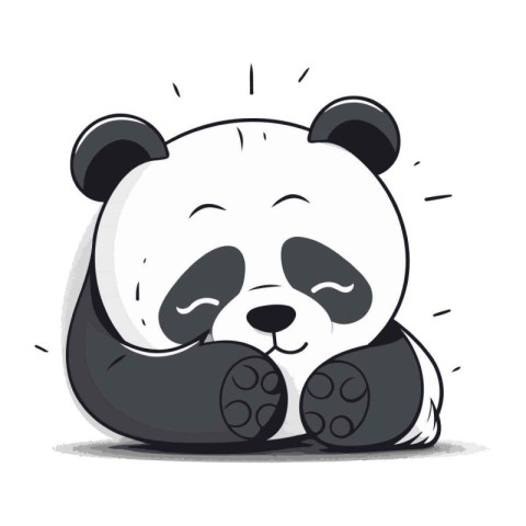 Cute cartoon panda sleeping on white background. Vector illustra