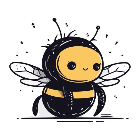 Cute cartoon bee. Vector illustration. Isolated on white backgro