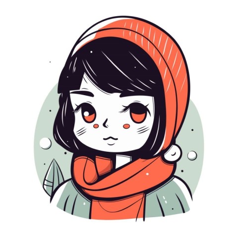 Cute girl in winter clothes. Vector illustration in cartoon styl