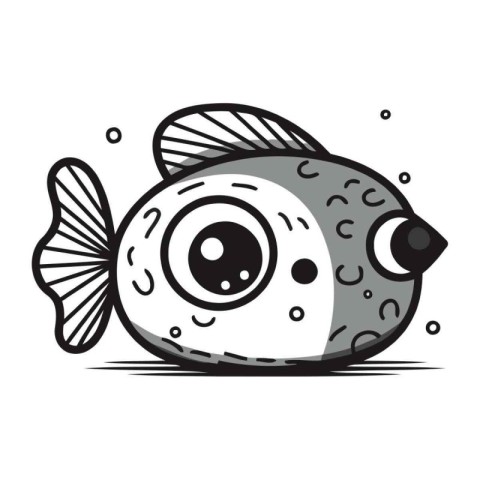 Cute cartoon fish. Vector illustration on white background. Isol