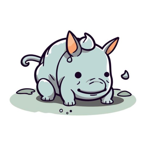 rhinoceros cartoon vector illustration isolated on a white backg