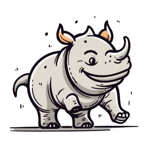 Cartoon rhinoceros. Vector illustration isolated on white backgr