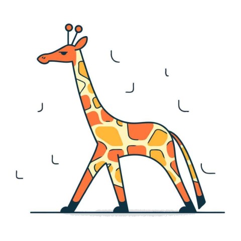 Giraffe vector illustration. Cute cartoon animal in flat style.