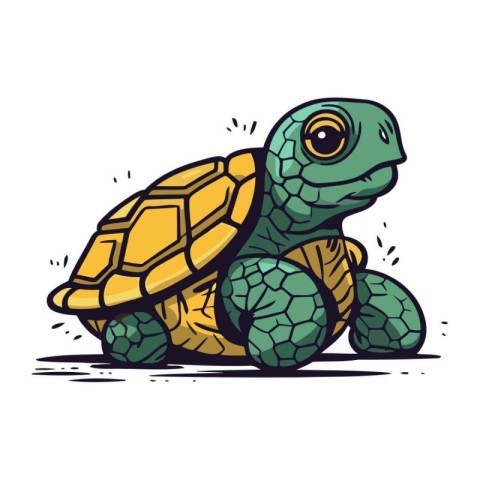 Cute cartoon turtle. Vector illustration isolated on a white bac