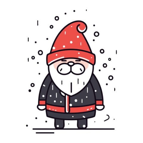 Cute cartoon santa claus. Vector illustration in line style.