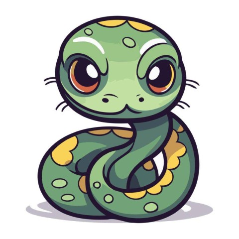 Cute cartoon snake. Vector illustration isolated on a white back