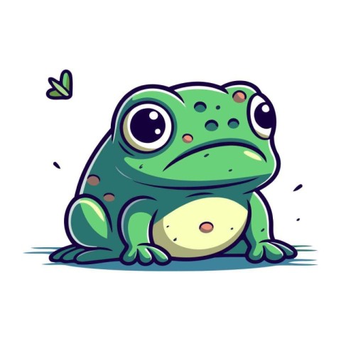 Cute cartoon frog. Vector illustration. Isolated on white backgr