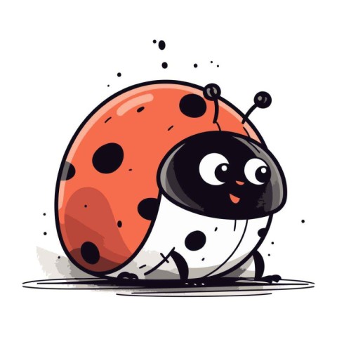 Cute ladybug. Hand drawn vector illustration in cartoon style.