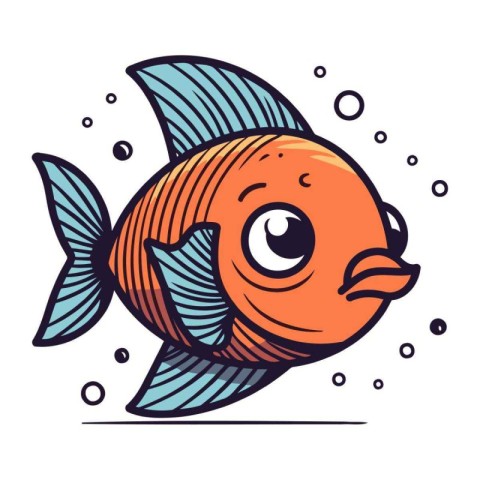 Cartoon fish. Vector illustration. Isolated on white background.