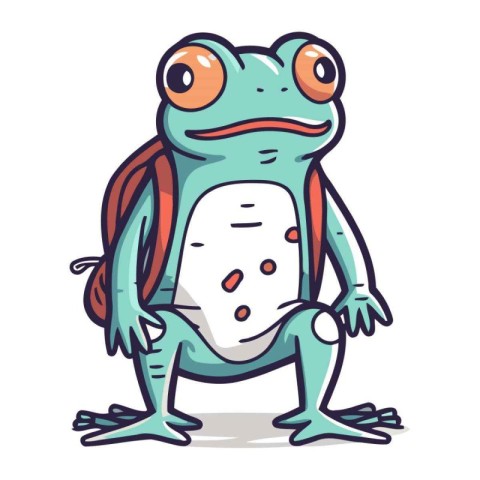 Cute cartoon frog. Vector illustration isolated on a white backg