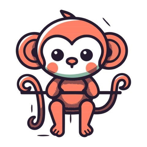 Cute cartoon monkey. Vector illustration isolated on a white bac