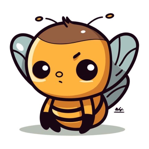 Cute Bee Cartoon Mascot Character. Vector Illustration.