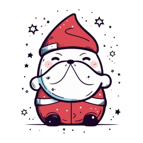 Cute Santa Claus. Hand drawn vector illustration in cartoon styl