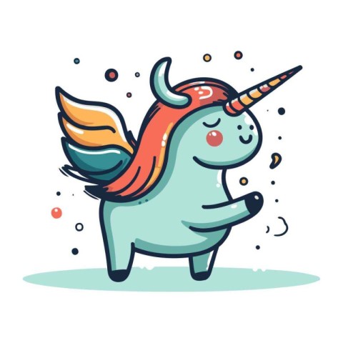 Cute cartoon unicorn. Vector illustration isolated on a white ba