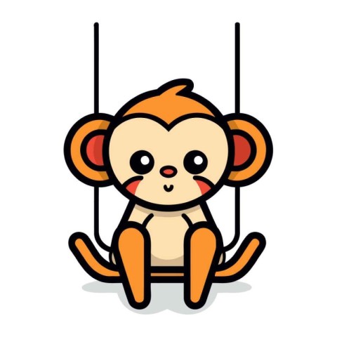 Cute Monkey Cartoon Mascot Character Vector Icon Illustration De