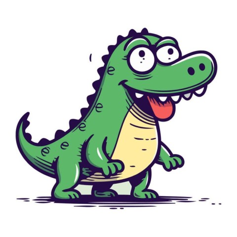 Cute cartoon crocodile. Vector illustration on a white backgroun