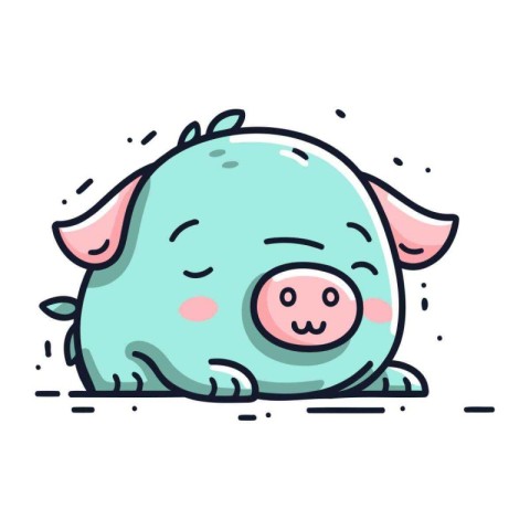 Cute cartoon pig. Vector illustration in flat style. Isolated on