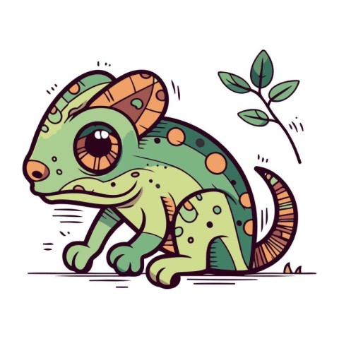 Cute cartoon chameleon. Vector illustration of a chameleon.