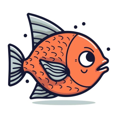 Cartoon fish. Vector illustration. Isolated on white background.