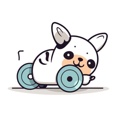 Cute dog riding a scooter. Vector cartoon character illustration