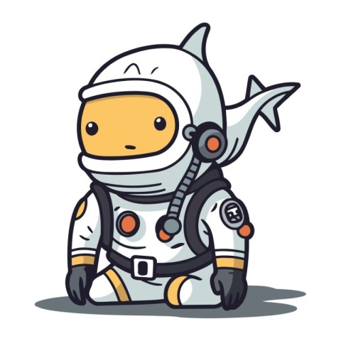 Astronaut character. Cute cartoon illustration of astronaut char