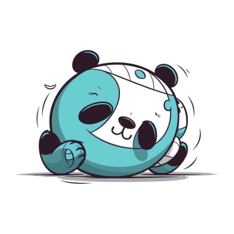 Cute cartoon panda vector illustration isolated on a white backg