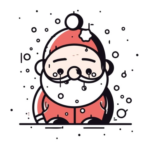 Cute cartoon santa claus character. Vector line illustration.