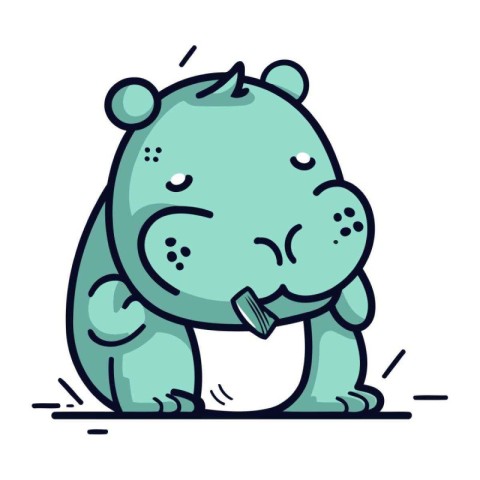 Vector illustration of a cute hippo. Cartoon style. Isolated on