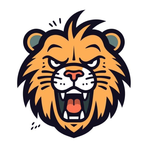 Angry lion head mascot. Vector illustration of angry lion head m